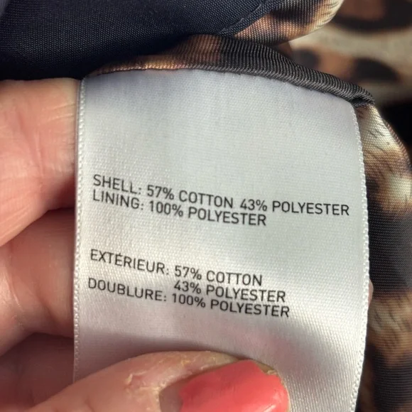 Laundry By Shelli Segal Navy & Tan Colorblock Trench Coat Leopard Lining Small - Picture 14 of 14